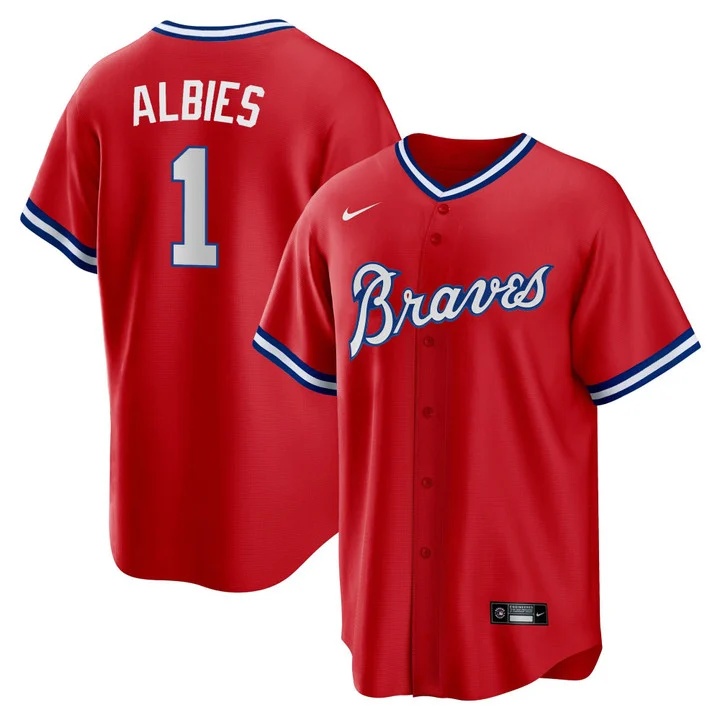 Men's Atlanta Braves Throwback 1974 - 1982 Cool Base Jersey 1980 #1 Ozzie Albies