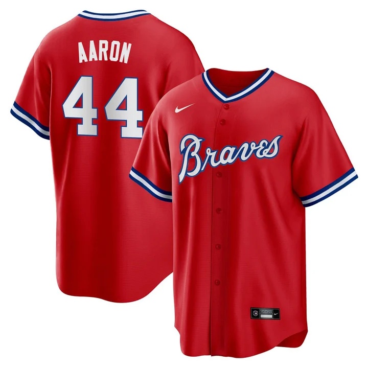 Men's Atlanta Braves Throwback 1974 - 1982 Cool Base Jersey 1980 #44 Hank Aaron