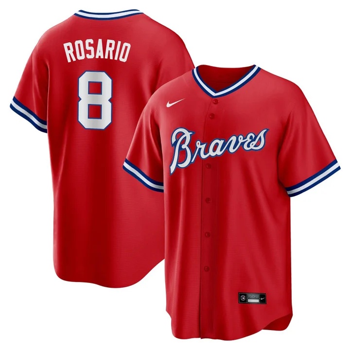 Men's Atlanta Braves Throwback 1974 - 1982 Cool Base Jersey 1980 #8 Eddie Rosario
