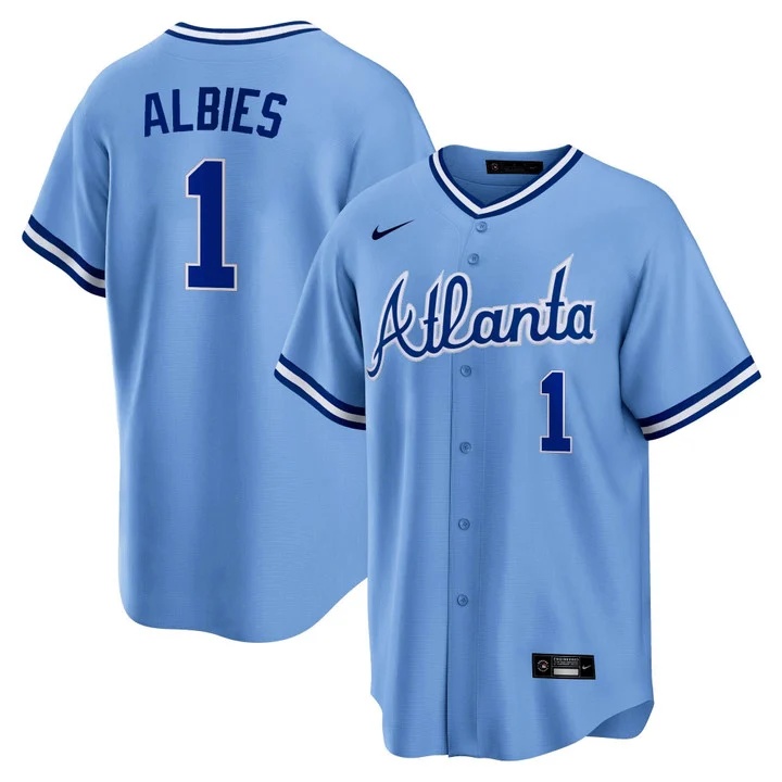 Men's Atlanta Braves Throwback 1974 - 1982 Cool Base Jersey 1982 #1 Ozzie Albies