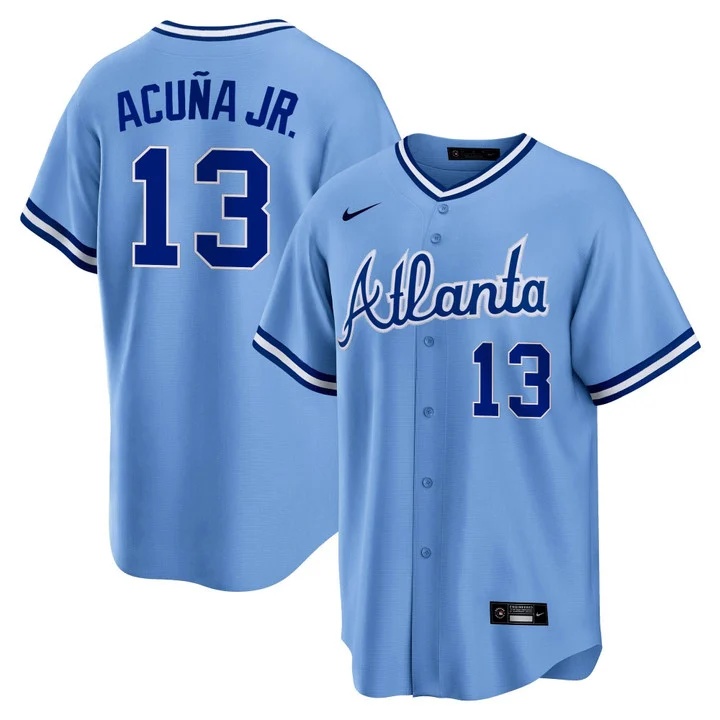 Men's Atlanta Braves Throwback 1974 - 1982 Cool Base Jersey 1982 #13 Ronald Acuna Jr.