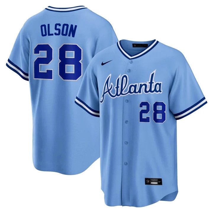 Men's Atlanta Braves Throwback 1974 - 1982 Cool Base Jersey 1982 #28 Matt Olson