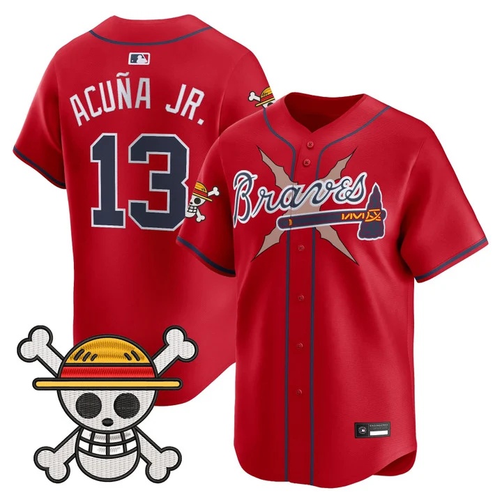 Men's Atlanta Braves x One Piece Vapor Premier Limited Jersey #13 Ronald Acuna Jr.