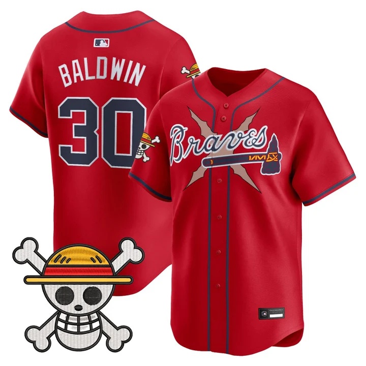 Men's Atlanta Braves x One Piece Vapor Premier Limited Jersey #30 Drake Baldwin