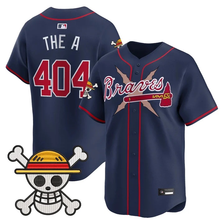 Men's Atlanta Braves x One Piece Vapor Premier Limited Jersey navy #404 The A 404