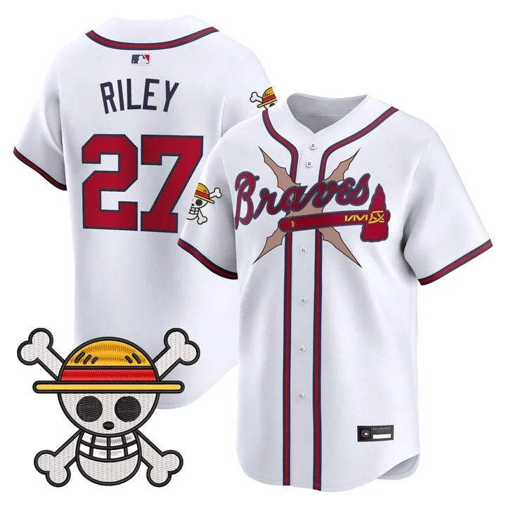 Men's Atlanta Braves x One Piece Vapor Premier Limited Jersey white #27 Austin Riley