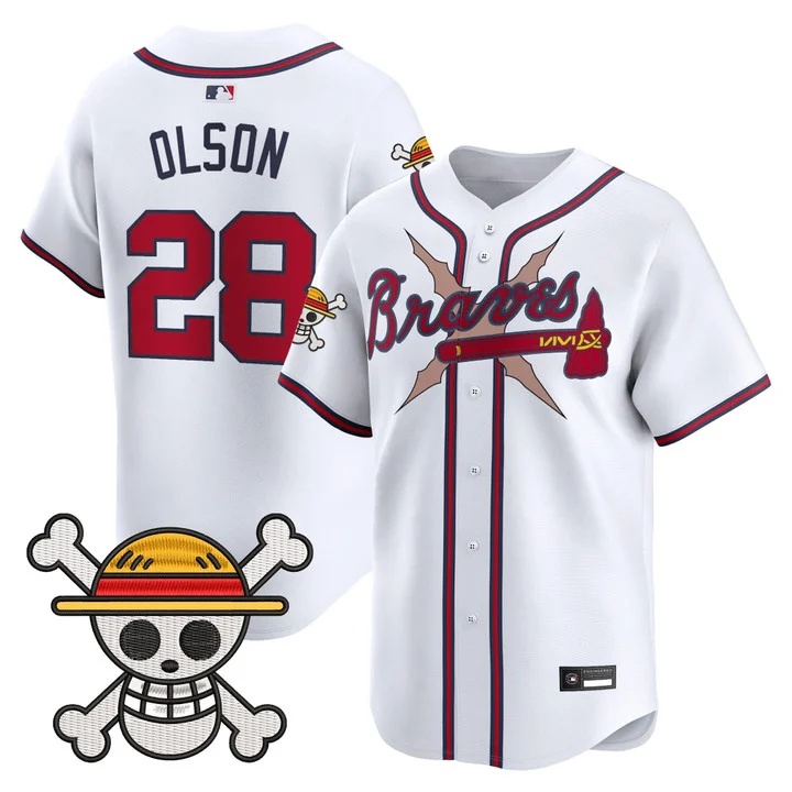 Men's Atlanta Braves x One Piece Vapor Premier Limited Jersey white #28 Matt Olson
