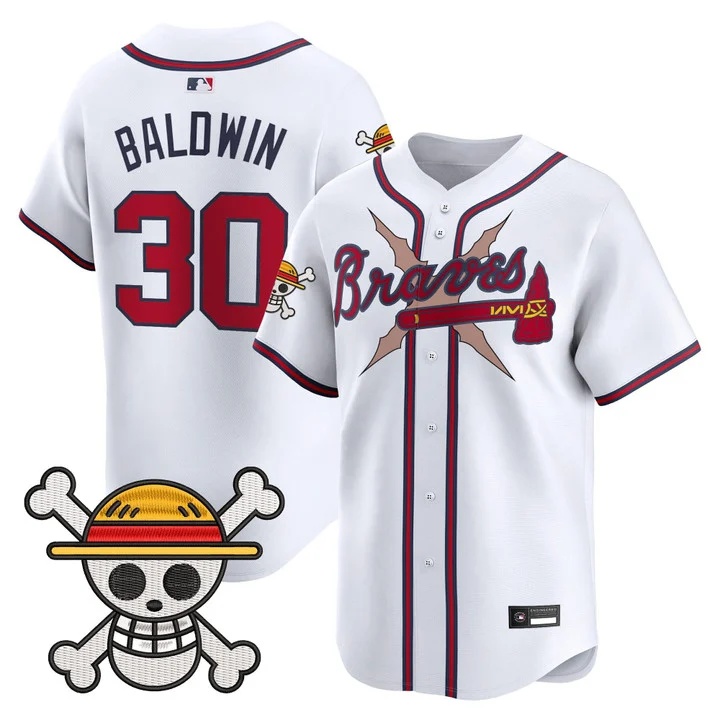 Men's Atlanta Braves x One Piece Vapor Premier Limited Jersey white #30 Drake Baldwin