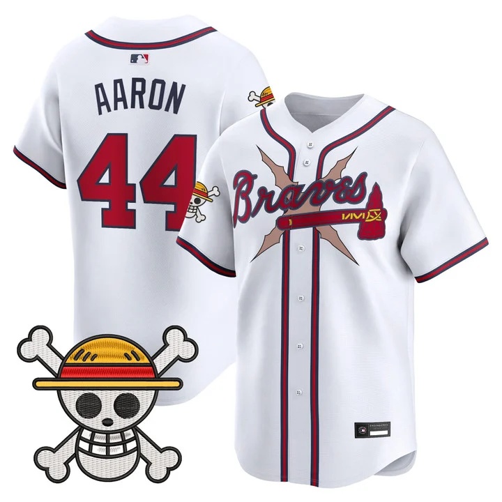 Men's Atlanta Braves x One Piece Vapor Premier Limited Jersey white #44 Hank Aaron