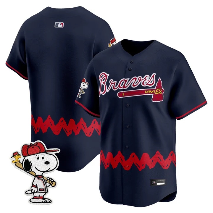 Men's Atlanta Braves x Peanuts Vapor Premier Limited Jersey NAVY BLANK