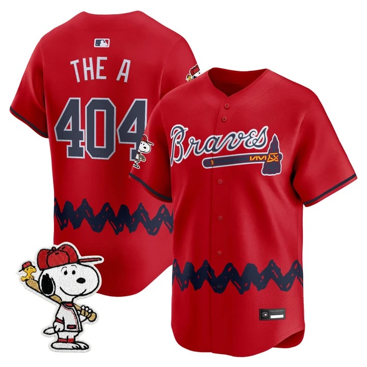 Men's Atlanta Braves x Peanuts Vapor Premier Limited Jersey RED#404 THE A