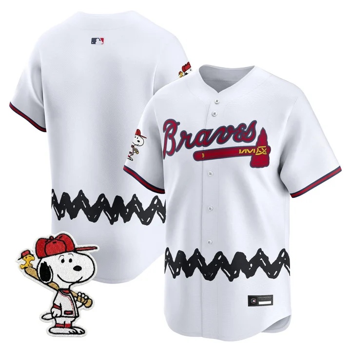 Men's Atlanta Braves x Peanuts Vapor Premier Limited Jersey WHITE BLANK