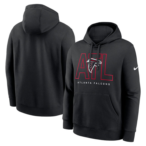 Men's Atlanta Falcons Black Busted Play Club Fleece Pullover Hoodie