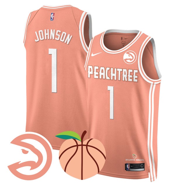 Men's Atlanta Hawks “Peachtree” City Edition Jersey peach #1 Jalen Johnson
