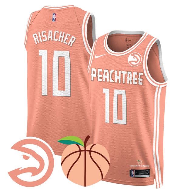 Men's Atlanta Hawks “Peachtree” City Edition Jersey peach #10 Zaccharie Risacher