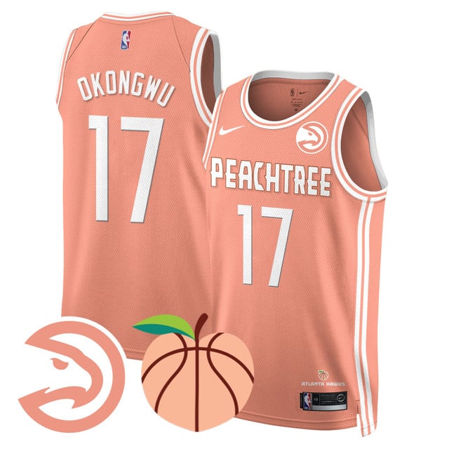 Men's Atlanta Hawks “Peachtree” City Edition Jersey peach #17 Onyeka Okongwu