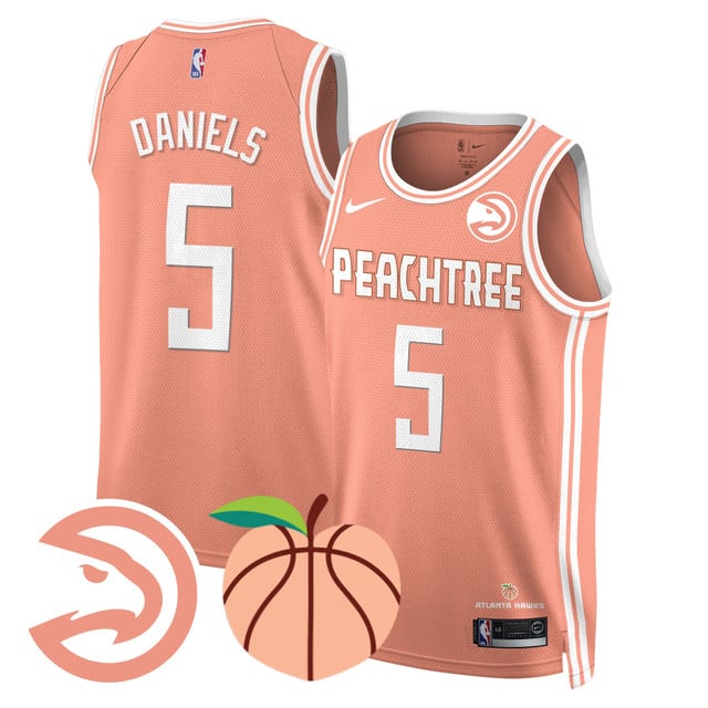 Men's Atlanta Hawks “Peachtree” City Edition Jersey peach #5 Dyson Daniels
