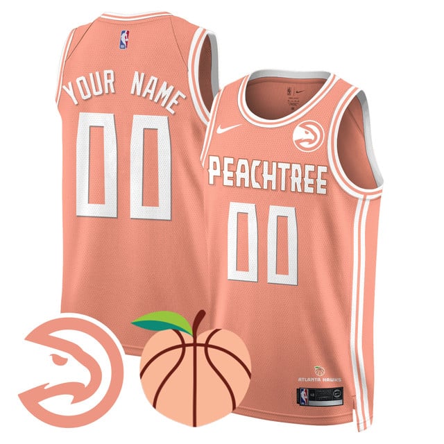 Men's Atlanta Hawks “Peachtree” City Edition Jersey peach custom