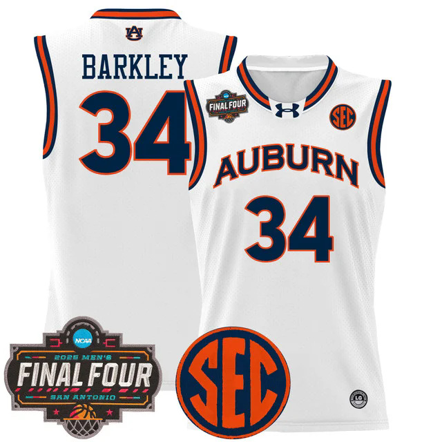 Men's Auburn Tigers 2025 Final Four Patch Lightweight Basketball Jersey #34 CHARLES BARKLEY.webp