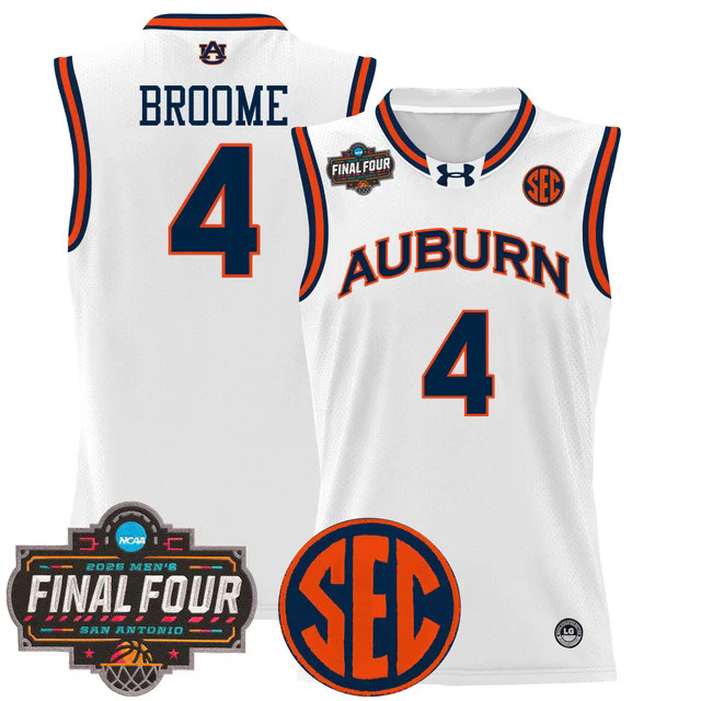 Men's Auburn Tigers 2025 Final Four Patch Lightweight Basketball Jersey #4 JOHNI BROOME.webp