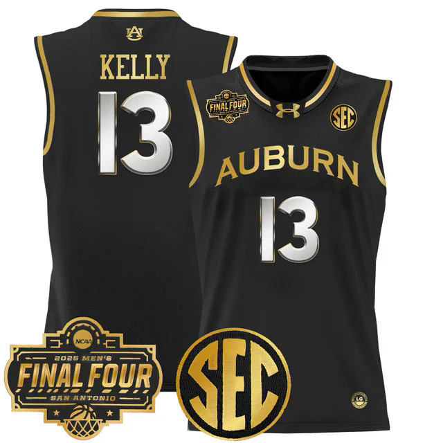 Men's Auburn Tigers 2025 Final Four Patch Lightweight Basketball Jersey BLACK #13 MILES KELLY.webp