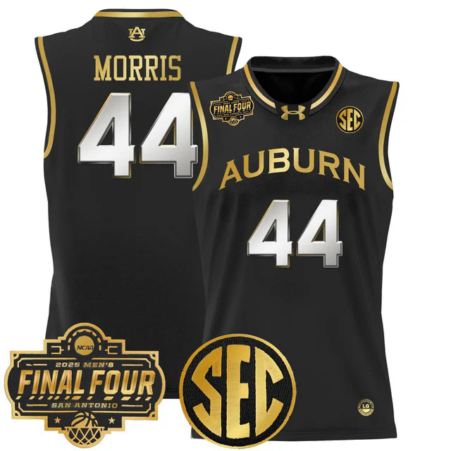 Men's Auburn Tigers 2025 Final Four Patch Lightweight Basketball Jersey BLACK #44 CHRIS MORRIS.webp
