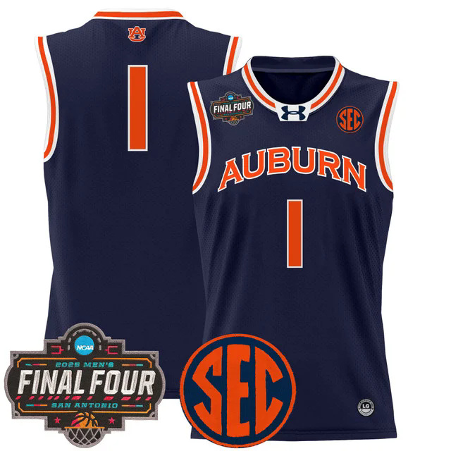 Men's Auburn Tigers 2025 Final Four Patch Lightweight Basketball Jersey NAVY #1.webp