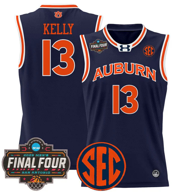 Men's Auburn Tigers 2025 Final Four Patch Lightweight Basketball Jersey NAVY #13 MILES KELLY.webp