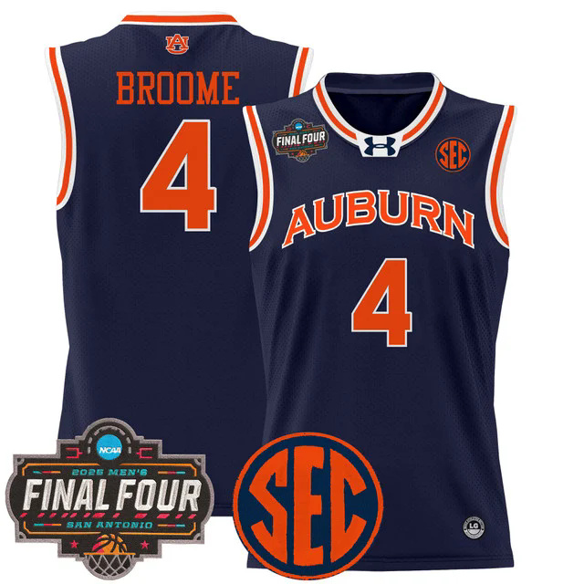 Men's Auburn Tigers 2025 Final Four Patch Lightweight Basketball Jersey NAVY #4 JOHNI BROOME.webp