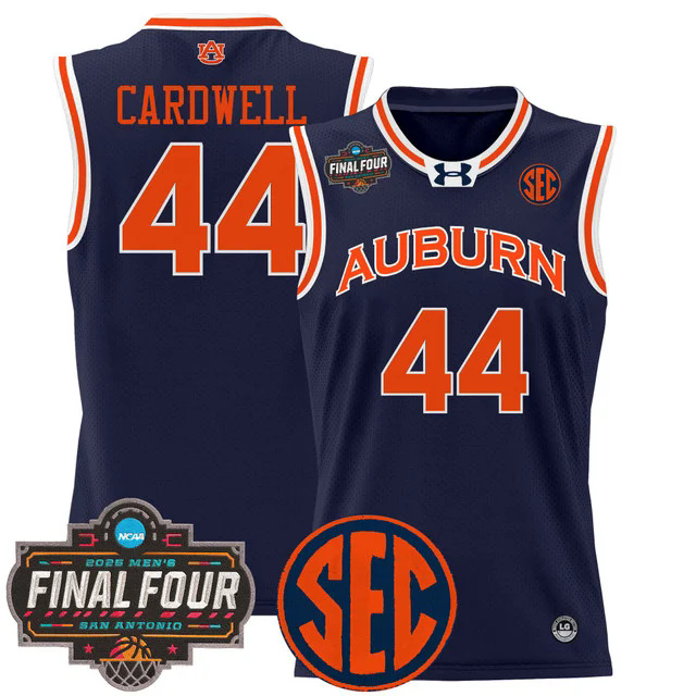 Men's Auburn Tigers 2025 Final Four Patch Lightweight Basketball Jersey NAVY #44 DYLAN CARDWELL.webp