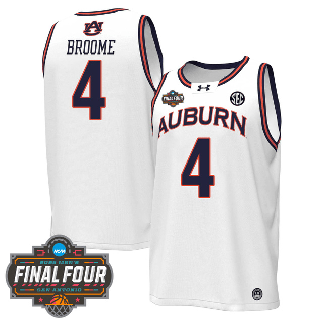 Men's Auburn Tigers Men's Basketball 2425 Jersey - Final Four Patch #4 BROOME