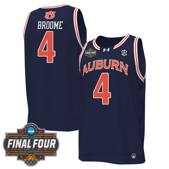 Men's Auburn Tigers Men's Basketball 2425 Jersey - Final Four Patch NAVY #4 BROOME.webp