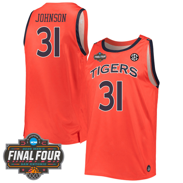 Men's Auburn Tigers Men's Basketball 2425 Jersey - Final Four Patch ORANGE #31 JOHNSON.webp