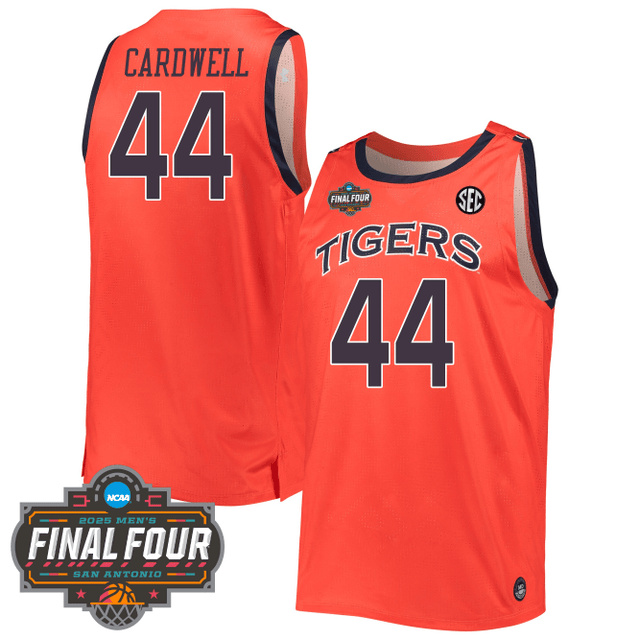 Men's Auburn Tigers Men's Basketball 2425 Jersey - Final Four Patch ORANGE #44 CARDWELL.webp