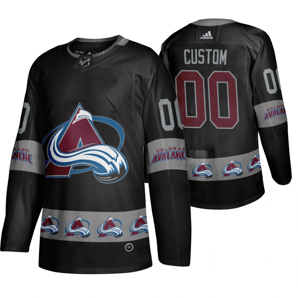 Men's Avalanche #00 Custom Logo sleeve Breakaway Jersey Black
