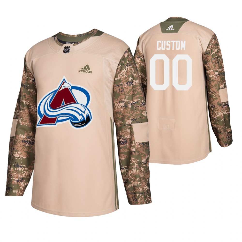 Men's Avalanche #00 Custom Veterans Day Jersey - Camo