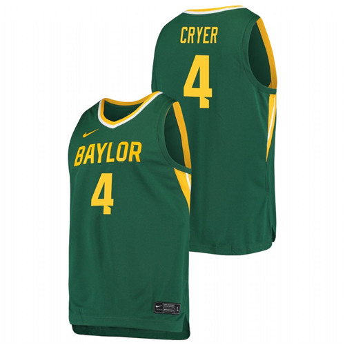 Men's BAYLOR BEARS L.J. Cryer Basketball 2021 Replica Jersey Green