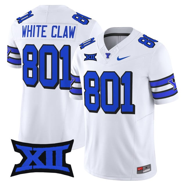 Men's BYU Cougars 2025 Vapor Limited Jersey 19956 throwback #801 White Claw