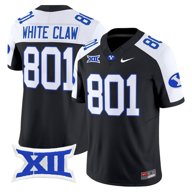 Men's BYU Cougars 2025 Vapor Limited Jersey black #801 White Claw