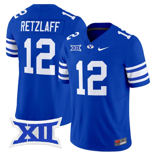 Men's BYU Cougars 2025 Vapor Limited Jersey royal #12 Jake Retzlaff