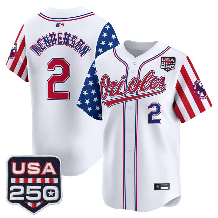Men's Baltimore Orioles America 250 Edition Vapor Premier Limited Jersey #2 GUNNAR HENDERSON