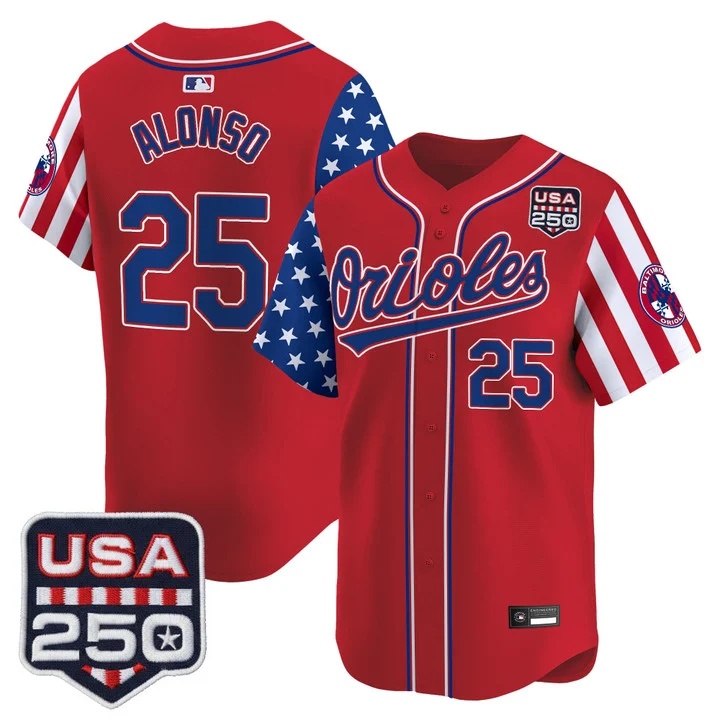 Men's Baltimore Orioles America 250 Edition Vapor Premier Limited Jersey RED #25 PETE ALONSO