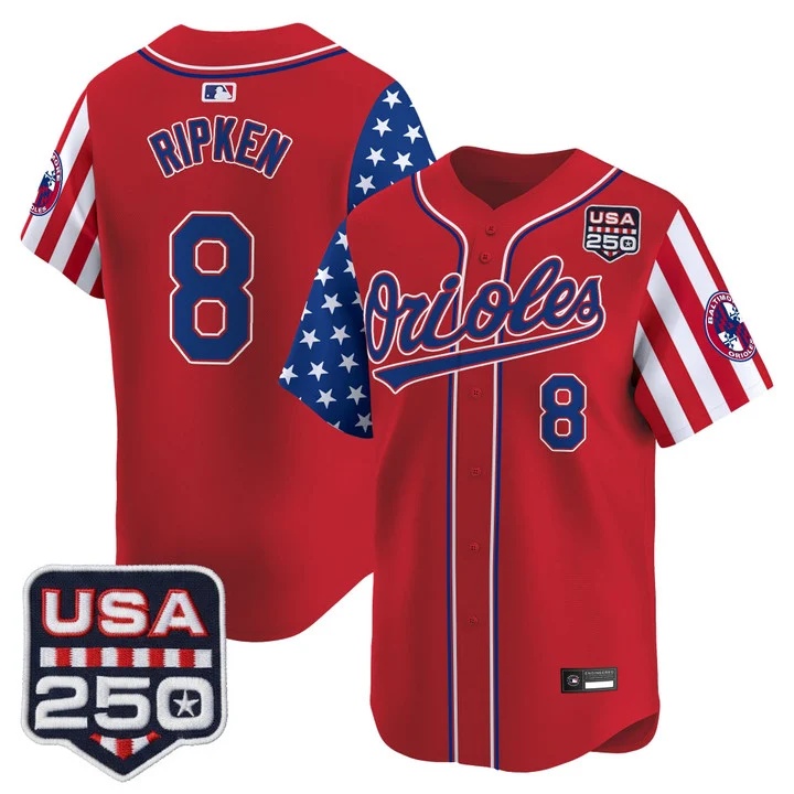 Men's Baltimore Orioles America 250 Edition Vapor Premier Limited Jersey RED #8 CAL RIPKEN