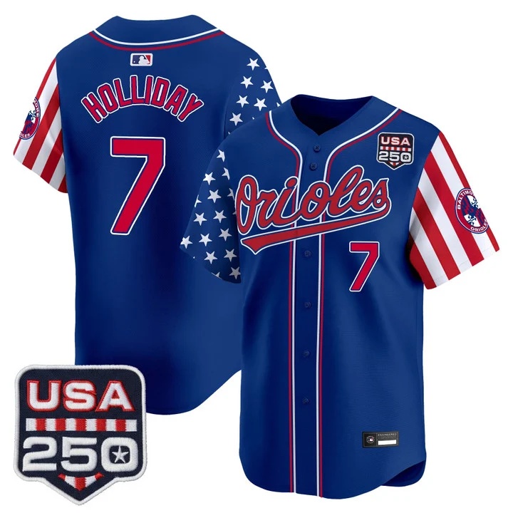 Men's Baltimore Orioles America 250 Edition Vapor Premier Limited Jersey ROYAL #7 JACKSON HOLLIDAY