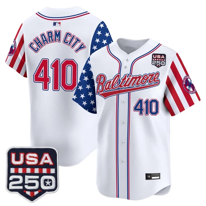 Men's Baltimore Orioles America 250 Edition Vapor Premier Limited Jersey WHITE #410 CHARM CITY