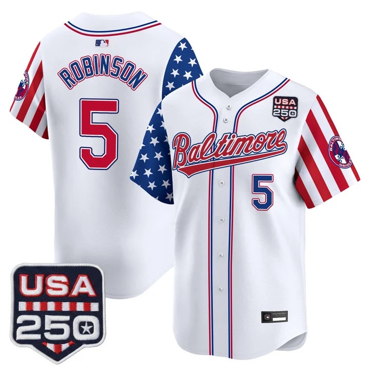 Men's Baltimore Orioles America 250 Edition Vapor Premier Limited Jersey WHITE #5 BROOKS ROBINSON