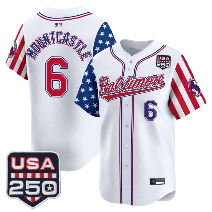 Men's Baltimore Orioles America 250 Edition Vapor Premier Limited Jersey WHITE #6 RYAN MOUNTCASTLE