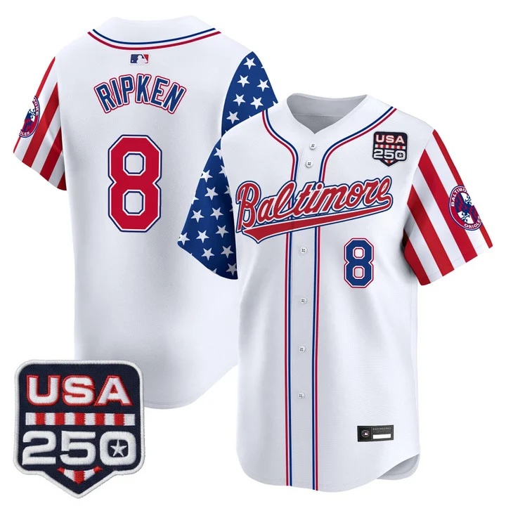 Men's Baltimore Orioles America 250 Edition Vapor Premier Limited Jersey WHITE #8 CAL RIPKEN