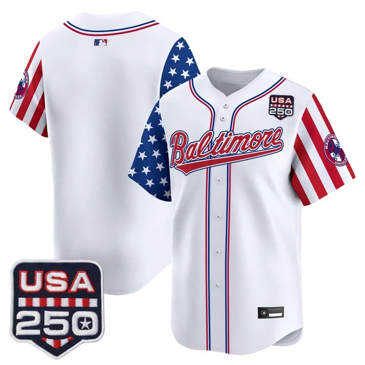 Men's Baltimore Orioles America 250 Edition Vapor Premier Limited Jersey WHITE BLANK