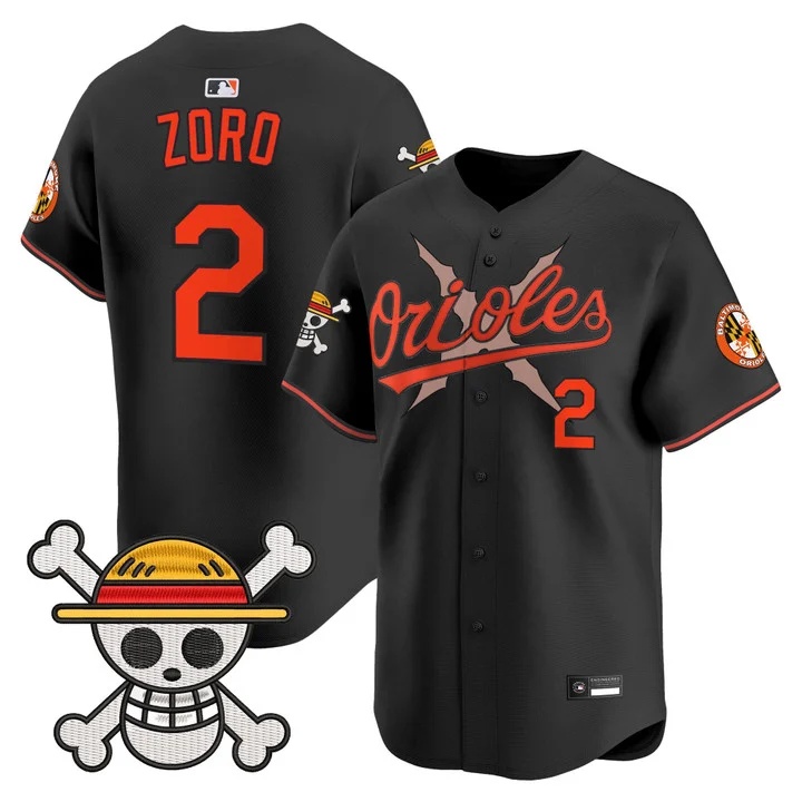 Men's Baltimore Orioles x One Piece Vapor Premier Limited Jersey BLACK#2 ZORO